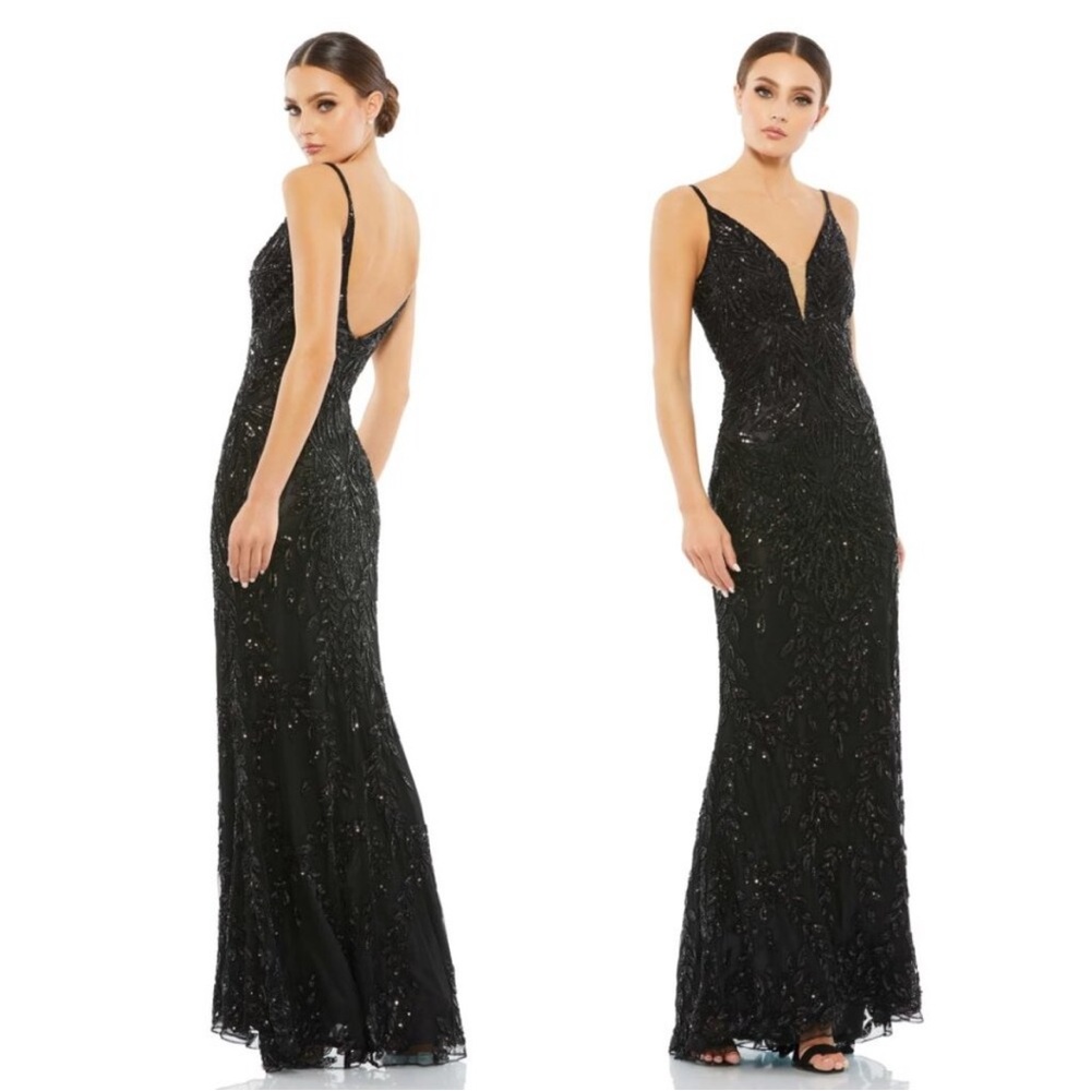 MAC DUGGAL | EMBELLISHED LEAF EVENING GOWN #5107 size 2
